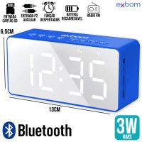 Caixa de Som Bluetooth Relógio Despertador CS-MT6BT Exbom - Azul